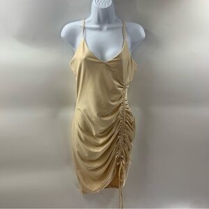 ELH Studio Champagne Beige Satin Mini Dress size L